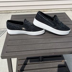 Michael Kors Black Slip On Studded Sneakers, Size 8.5M